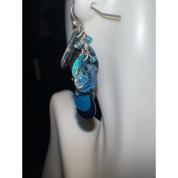 Vintage Blue Cha-Cha Earrings - Picture 6 of 9